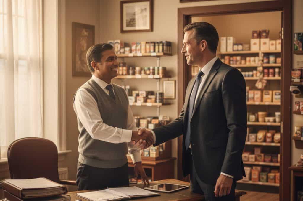 Forensic Accountant shaking hands with a client