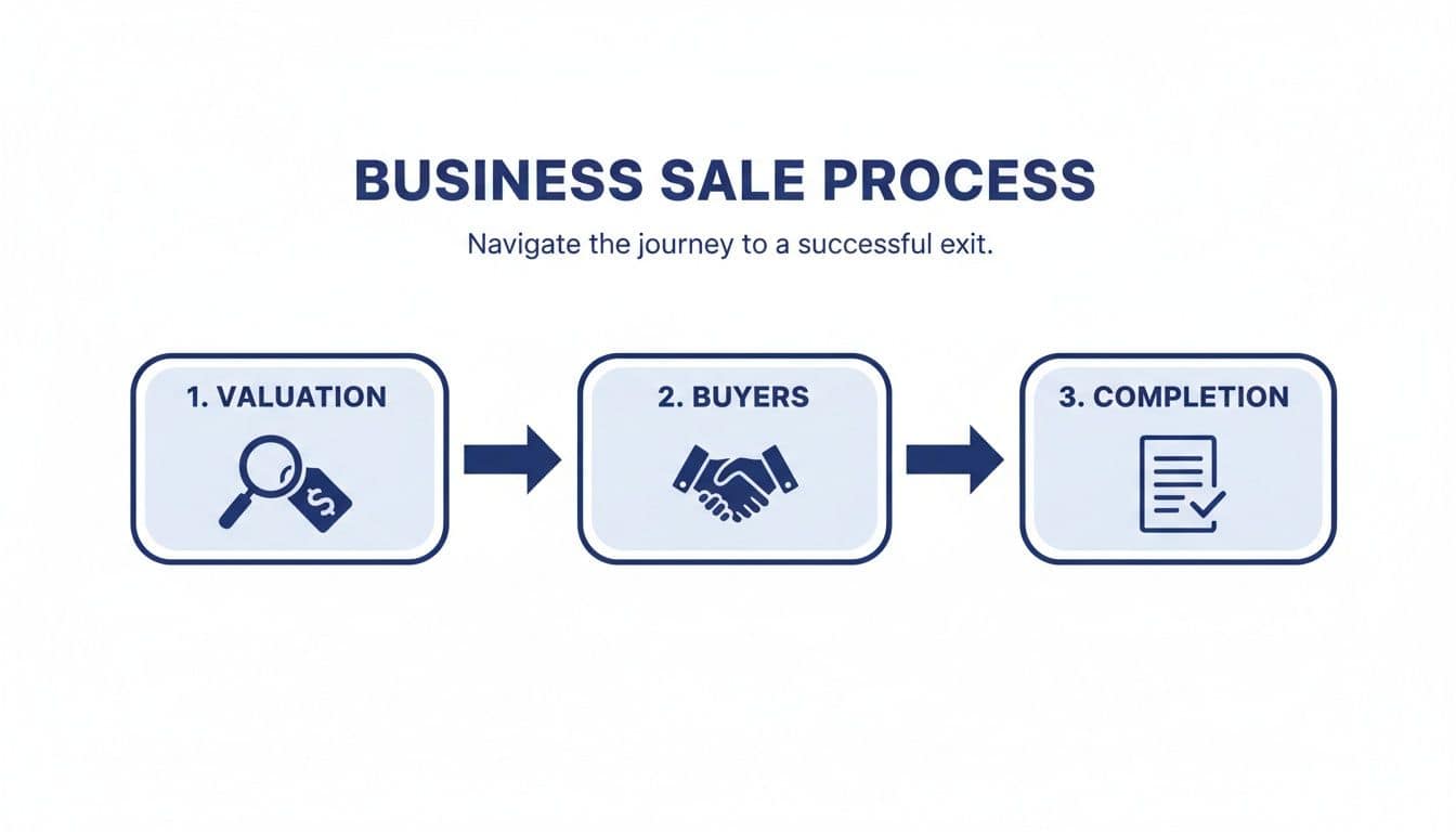 Business sale process diagram for UK business selling assistance.