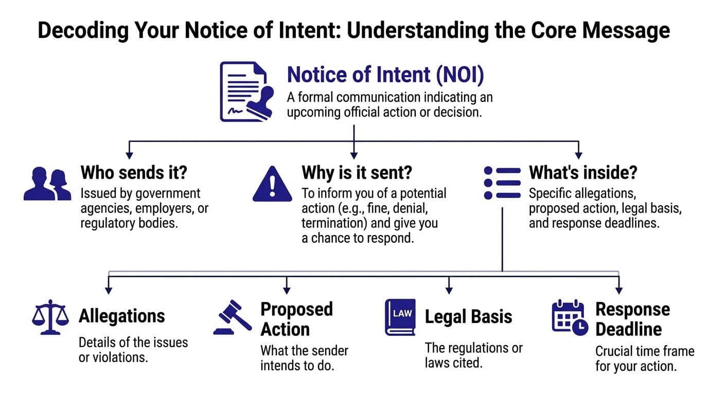 Notice of Intent document indicating upcoming official action or decision.