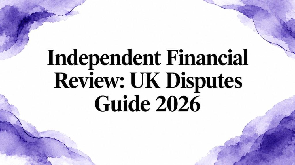 Independent Financial Review: UK Disputes Guide 2026 title card with purple corners