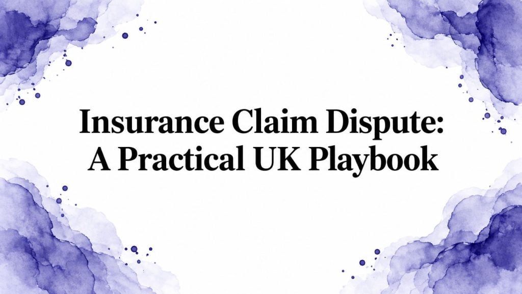 Insurance Claim Dispute: A Practical UK Playbook — title graphic with purple corner accents