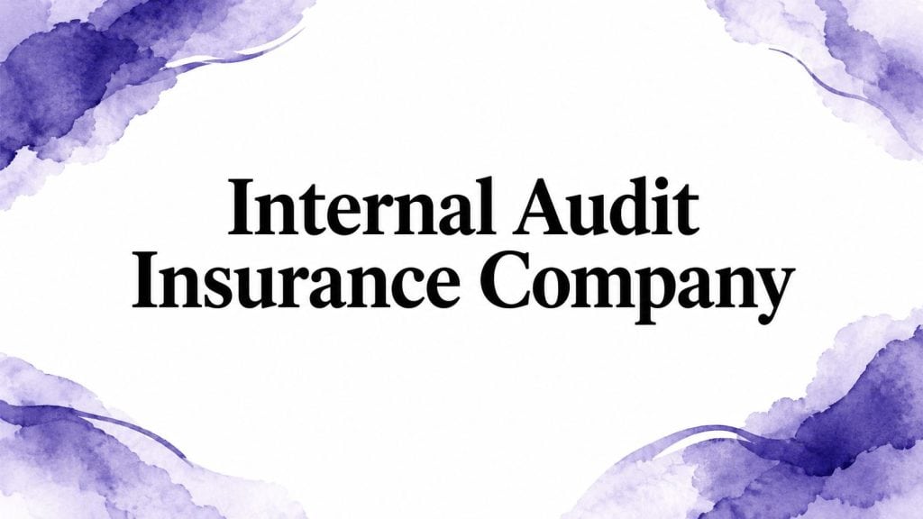 Internal Audit Insurance Company title card with purple geometric accents